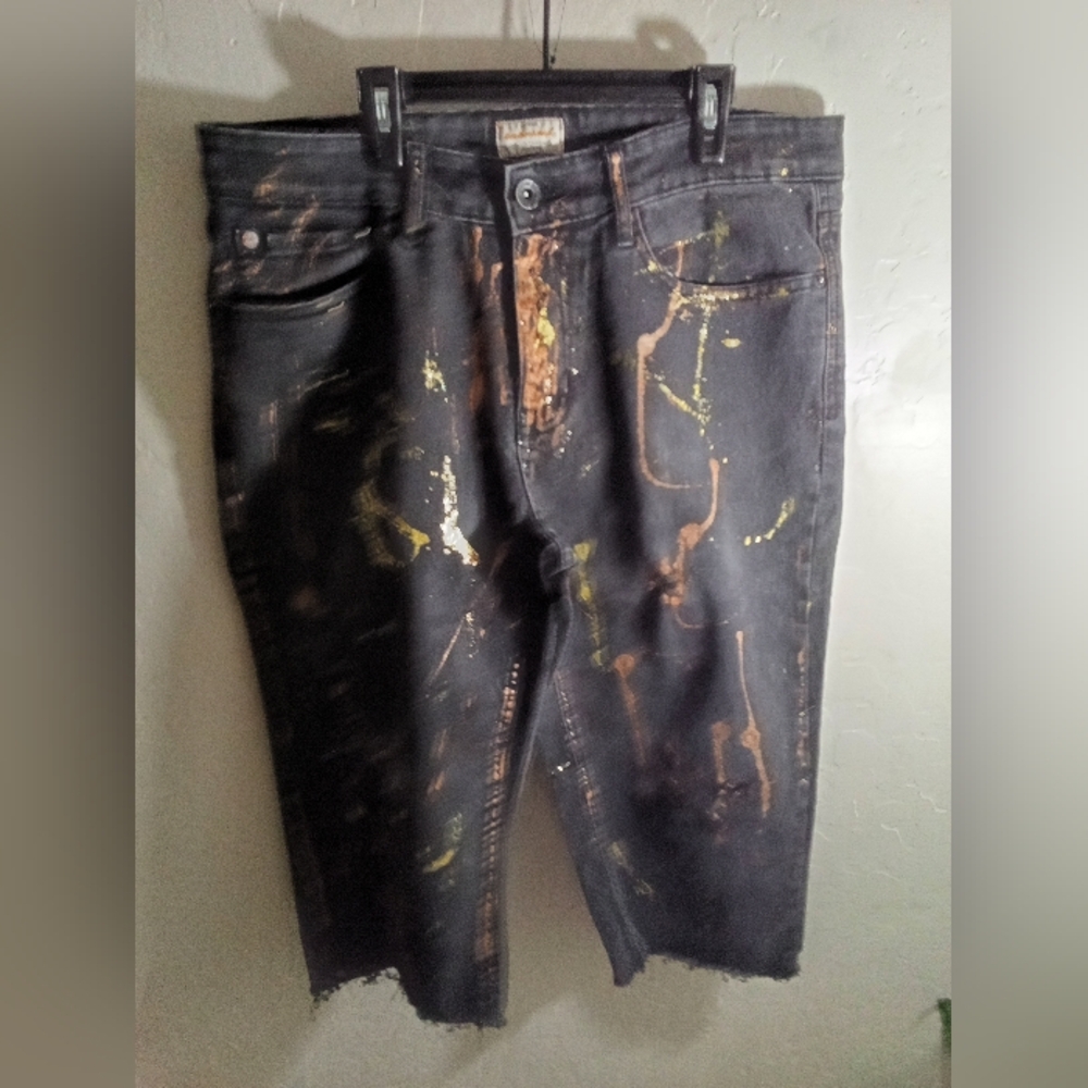 Abercrombie (Black) w/ Gold Splatter Paint Custom Dstressed Men's Sz 32 waist
